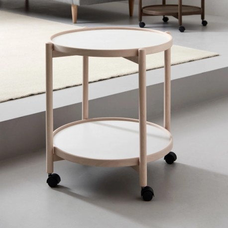 Thomsen Furniture - James Rullebord Ubehandlet bøg og Melamin Ø50 med Hjul