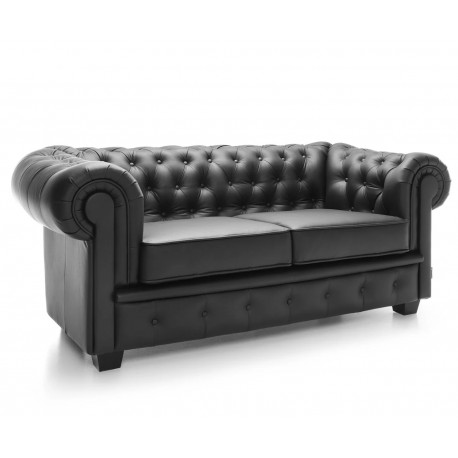 Chesterfield Manchester 2+3 pers sofasæt Sort læder