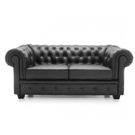 Chesterfield Manchester 2+3 pers sofasæt Sort læder