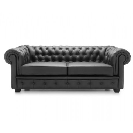 Chesterfield Manchester 2+3 pers sofasæt Sort læder