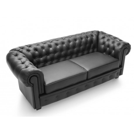 Chesterfield Manchester 2+3 pers sofasæt Sort læder