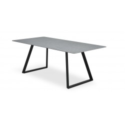 Arctic spisebord 200x100 cm, grå keramik i marmorlook med sort metal ben