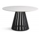 Arctic spisebord Ø130cm Hvid Keramik i marmorlook med sort rund metal ben