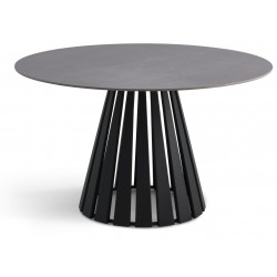 Arctic spisebord Ø130cm Grå Keramik i marmorlook med sort rund metal ben OUTLET