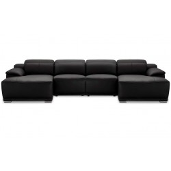 Alexa sofa med dobbelt chaiselong - sort læder