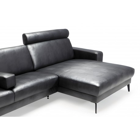 Hjort Knudsen Esbjerg læderhjørnesofa med XL Chaiselong - Højrevendt
