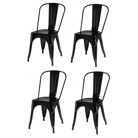 4 x Korona spisestuestole i sort lakeret stål