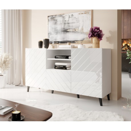Kommode ABETO mat Hvid/ blank Hvid