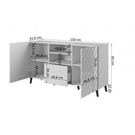 Kommode ABETO mat Hvid/ blank Hvid