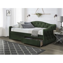 ALOHA seng 90x200 med skuffer, Mørkegrøn velour