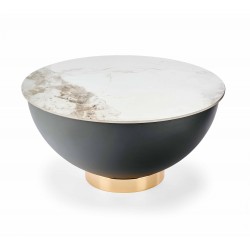 CECILIA sofabord, marmor / Grå / guld