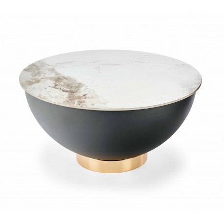 CECILIA sofabord, marmor / Grå / guld