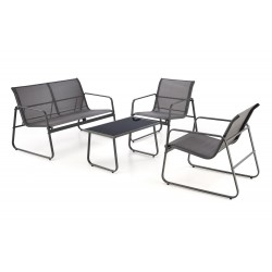 CONOR havemøbelsæt (sofa + 2 stole + sofabord), MørkeGrå/lyseGrå