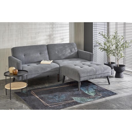 CORNELIUS sammenklappelig sofa med ottoman, - Grå