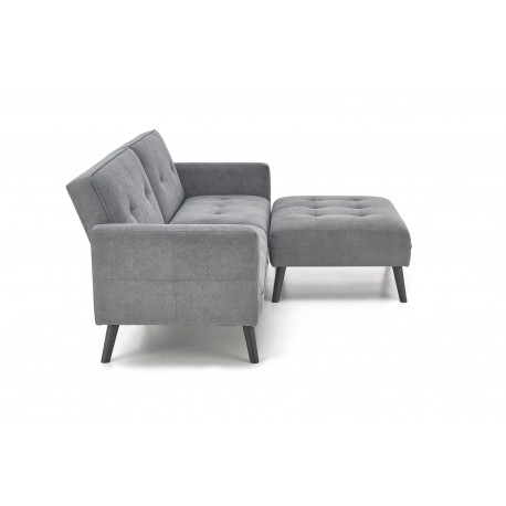 CORNELIUS sammenklappelig sofa med ottoman, - Grå