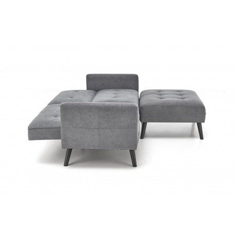 CORNELIUS sammenklappelig sofa med ottoman, - Grå
