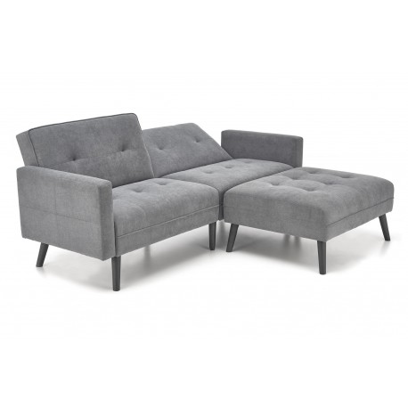 CORNELIUS sammenklappelig sofa med ottoman, - Grå