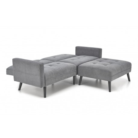 CORNELIUS sammenklappelig sofa med ottoman, - Grå