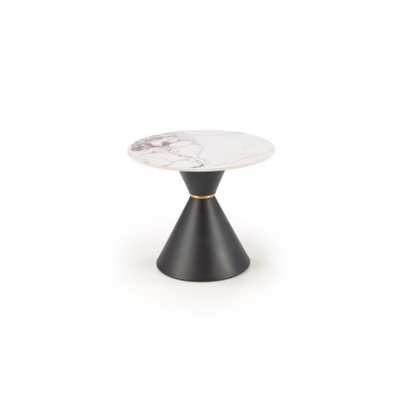GORETTI Hjørnesofabord Ø60cm Hvid marmor / Sort