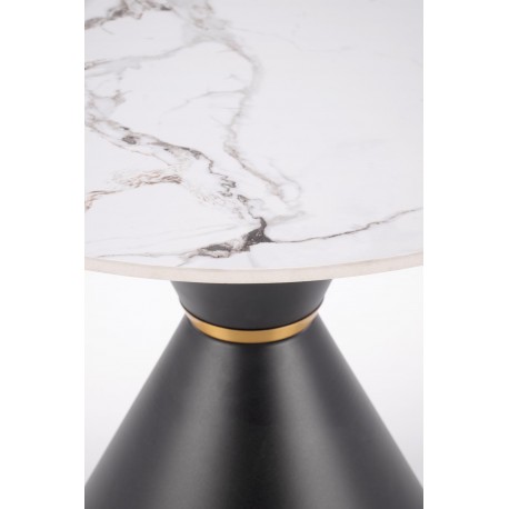 GORETTI Hjørnesofabord Ø60cm Hvid marmor / Sort