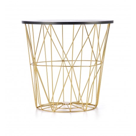 HARISSA_G sofabord, guld/Sort marmorlook