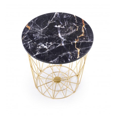 HARISSA_G sofabord, guld/Sort marmorlook