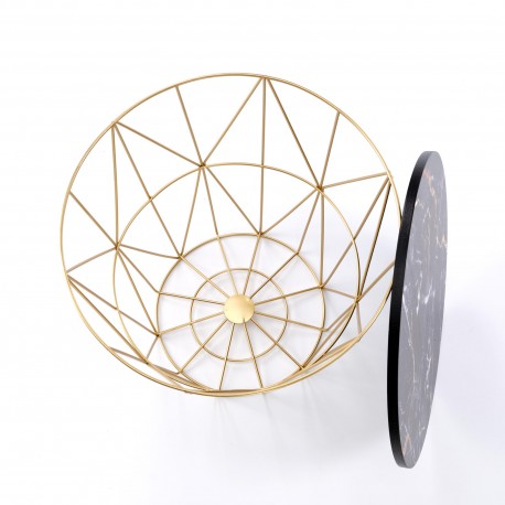 HARISSA_G sofabord, guld/Sort marmorlook