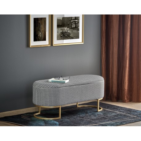 HARMONY bænk med opbevaring - Sort, Hvid, Guld