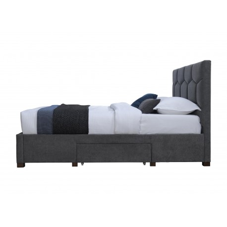 HARRIET 160x200 seng med skuffer - Grå velour