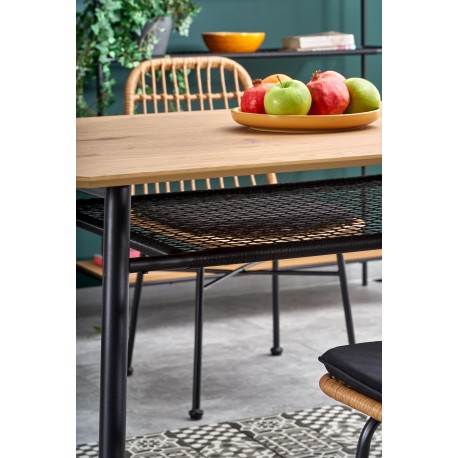 JACKSON bord, - bordplade - gylden eg, ben - Sort