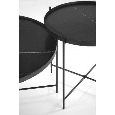 JULIETA sæt af 2 sofaborde, Sort marmor / Sort