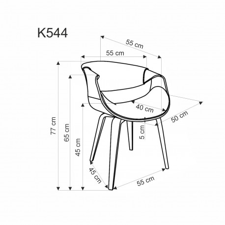 K544 Spisebordsstol - Grå og Valnød