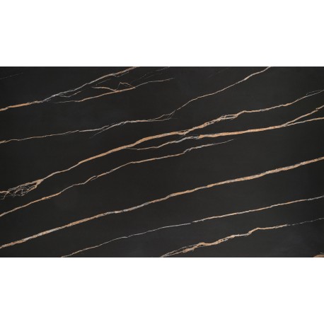 LOZANO Spisebord med udtræk, Sort marmor / Valnød