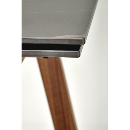 LOZANO Spisebord med udtræk, Sort marmor / Valnød