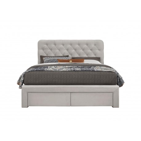 MARISOL 160x200 cm seng med skuffe til Opbevaring - Beige velour