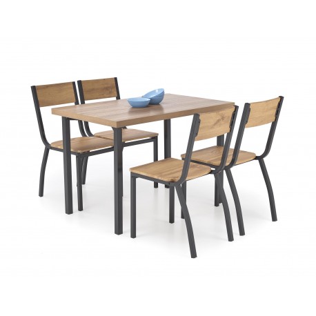 MILTON bord + 4 Spisebordsstole - Naturlig / Sort