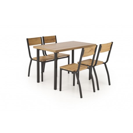 MILTON bord + 4 Spisebordsstole - Naturlig / Sort