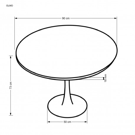 OLMO Rundt spisebord Ø90cm - Valnød/Sort
