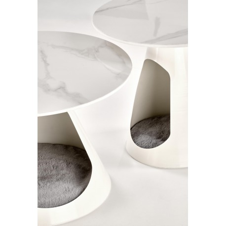 OSARIO sofabord, Hvid marmor / Hvid