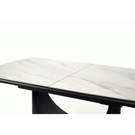OSMAN Spisebord med udtræk, Hvid marmor / Sort