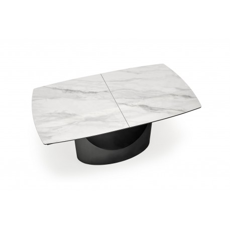 OSMAN Spisebord med udtræk, Hvid marmor / Sort