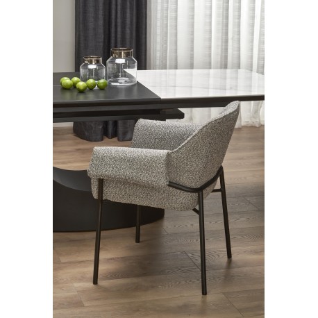 OSMAN Spisebord med udtræk, Hvid marmor / Sort