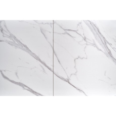 OSMAN Spisebord med udtræk, Hvid marmor / Sort