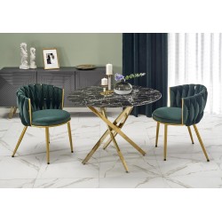 RAYMOND 2 rund spisebord - Sort marmorlook / messing