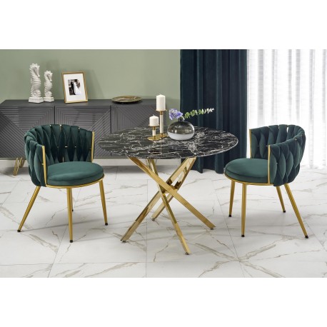 RAYMOND 2 rund spisebord - Sort marmorlook / messing