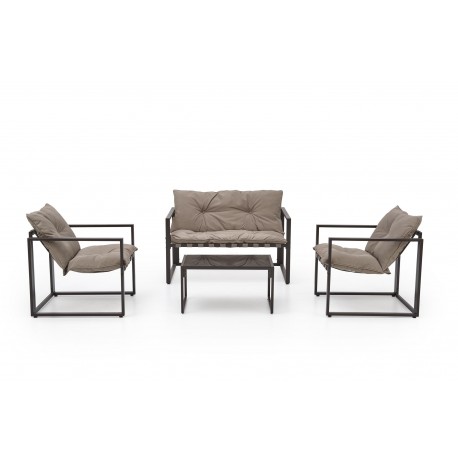 SHARK havemøbel sæt (sofa + 2 stole + kaffeborde), mørkeBrun / Cappuccino