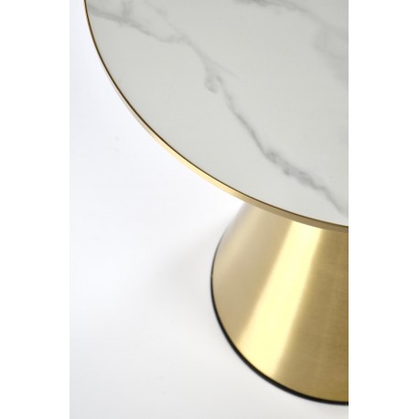 TRIBECA sofabord Ø52cm - Hvid marmorlook / guld