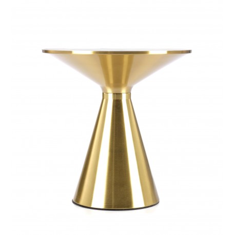 TRIBECA sofabord Ø52cm - Hvid marmorlook / guld