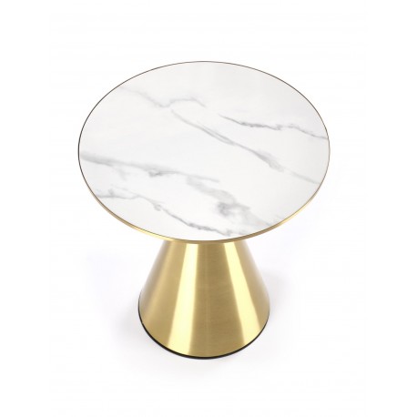 TRIBECA sofabord Ø52cm - Hvid marmorlook / guld