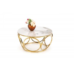 VENUS 2 sofabord, Hvid marmor / guld